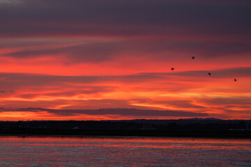 Atardecer de colores vibrantes cerca del Río