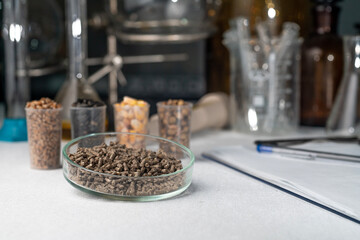 Laboratory studies of animal feed. Studies on the analysis of agricultural grains and seeds in laboratory conditions.