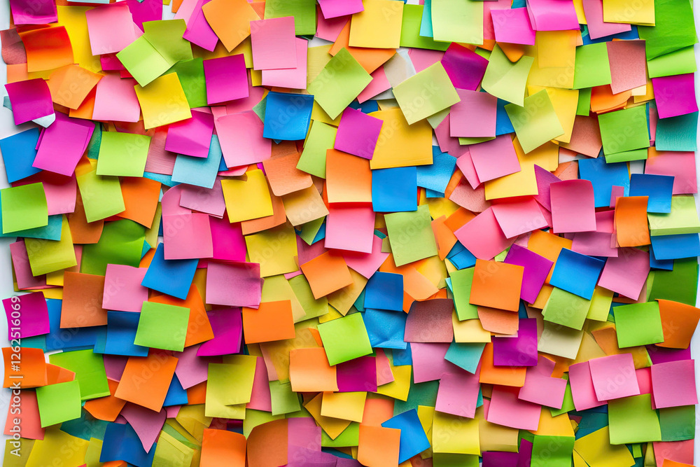 Poster a vibrant collection of multicolored sticky notes arranged in a chaotic yet aesthetically pleasing p