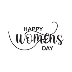 International WOMENS Day text hand drawn lettering writing icon vector, banner poster illustration.