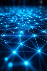 Blue light forms intricate connections across a dark surface, illustrating a modern network theme for technology and innovation in a digital space
