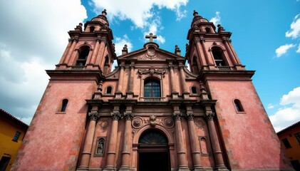 Fototapeta premium Cusco Cathedral's ornate facade, intricate details , facade, carving