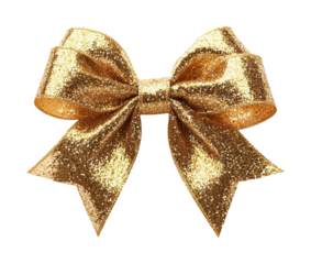 Decorative golden bow elegant isolated on transparent background, png