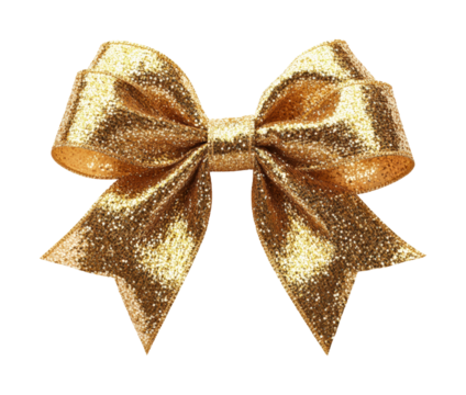 Decorative golden bow elegant isolated on transparent background, png
