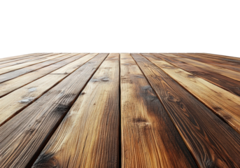 Wooden planks perspective low angle texture isolated on transparent background, png