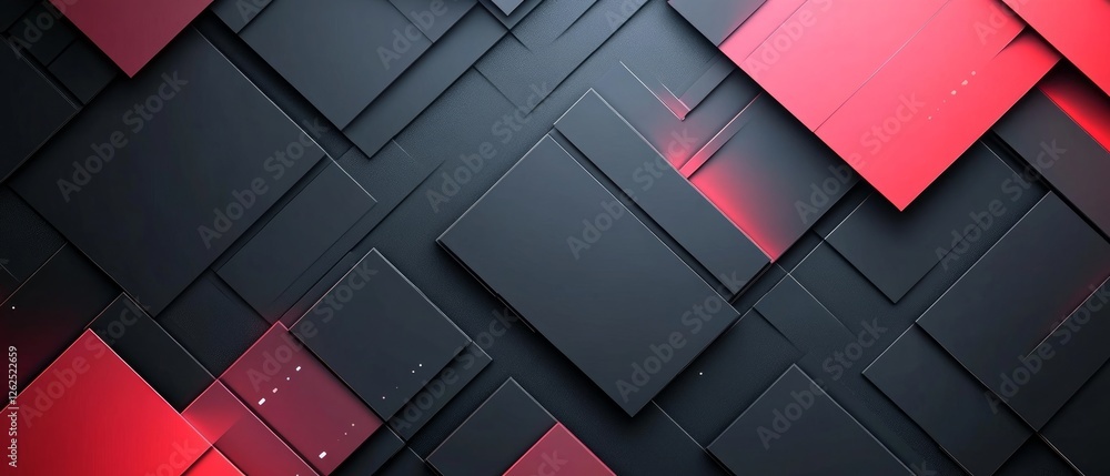 Poster bold black and red layered geometric shapes create an abstract design with depth and texture, perfec