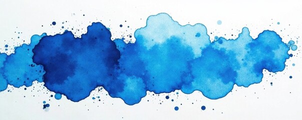 Obraz premium Deep blue watercolor splatter, textured white paper Abstract art , ink, graphic, canvas