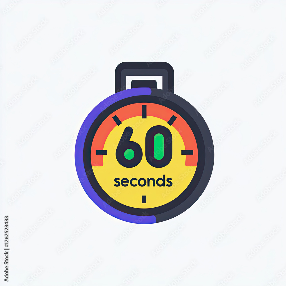 Poster sixty seconds timer illustration a colorful stopwatch showing sixty seconds