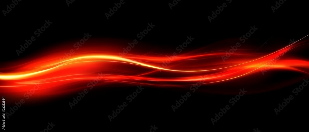 Aufkleber bright red and orange waves create a dynamic flow of energy against a black background, evoking feel