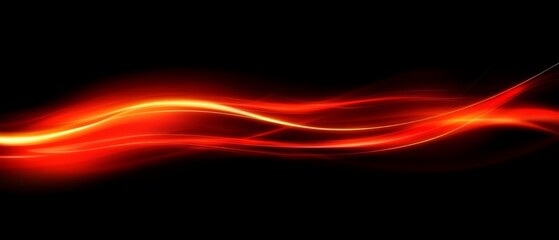 Naklejka premium Bright red and orange waves create a dynamic flow of energy against a black background, evoking feelings of warmth and intensity in a striking visual