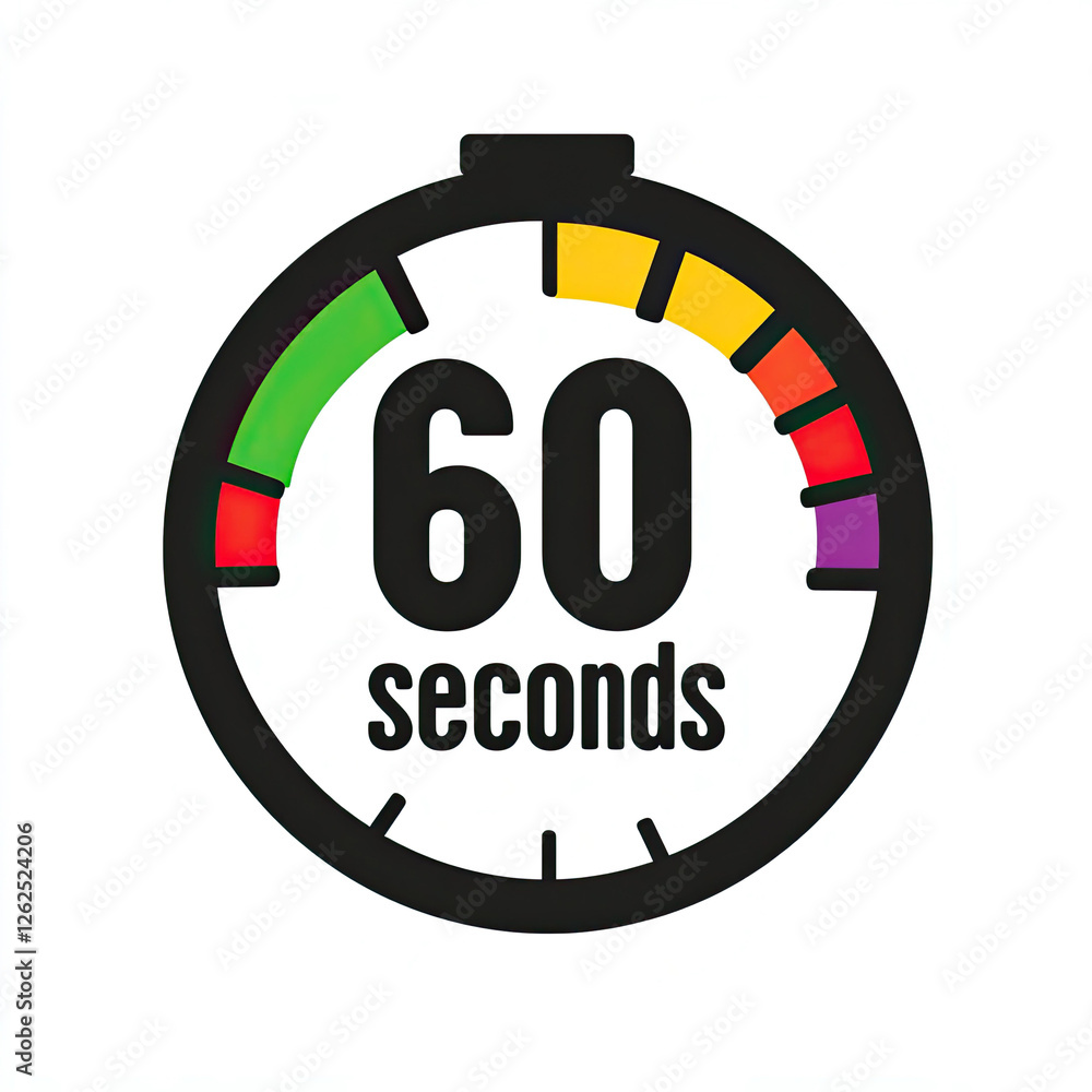 Poster sixty seconds timer gauge circular colorful graphic design