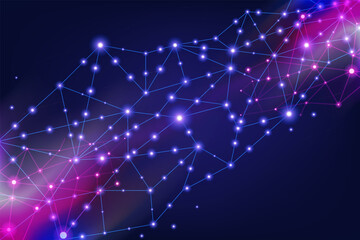 Obraz premium abstract blue background with stars, Abstract Network Connection, abstract background with connected lines and dots, 