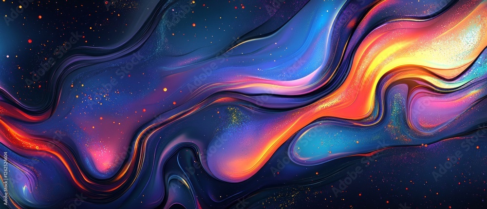 Aufkleber bright colors and flowing lines intertwine in a mesmerizing display, resembling the cosmos with shad