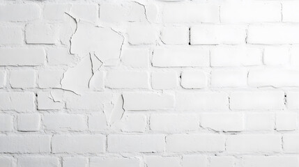 Obraz premium Aged white brick wall with cracks and texture, perfect for backgrounds