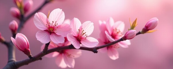 Obraz premium Delicate pink plum blossoms, isolated Soft petals, spring bloom , floral design, pure, chinese plum