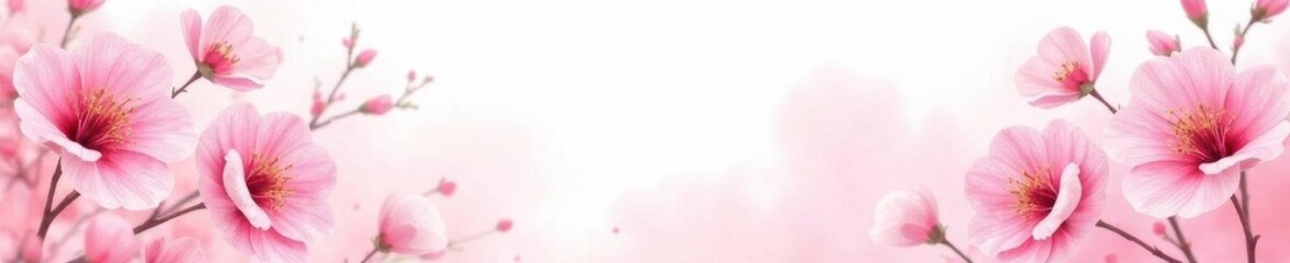 Obraz premium Delicate pink watercolor floral frame, soft spring background , botanical, art