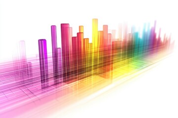 Fototapeta premium Colorful Abstract Waveform with Vertical Bars and Light Effects