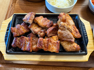 Tasty and crispy grilled pork belly.