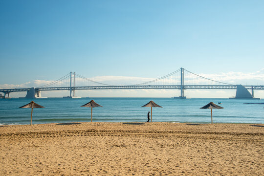 Gwangalli Beach is a beautiful beach in Busan, famous for its amazing view of Gwangan Bridge, especially at night when the bridge lights up.

