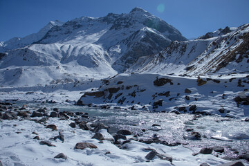 snow covered mountains