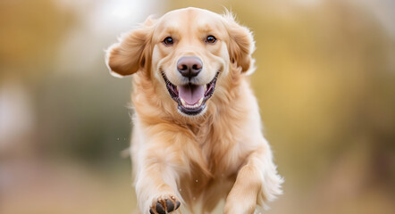 Obraz premium Happy dog sprinting outdoors