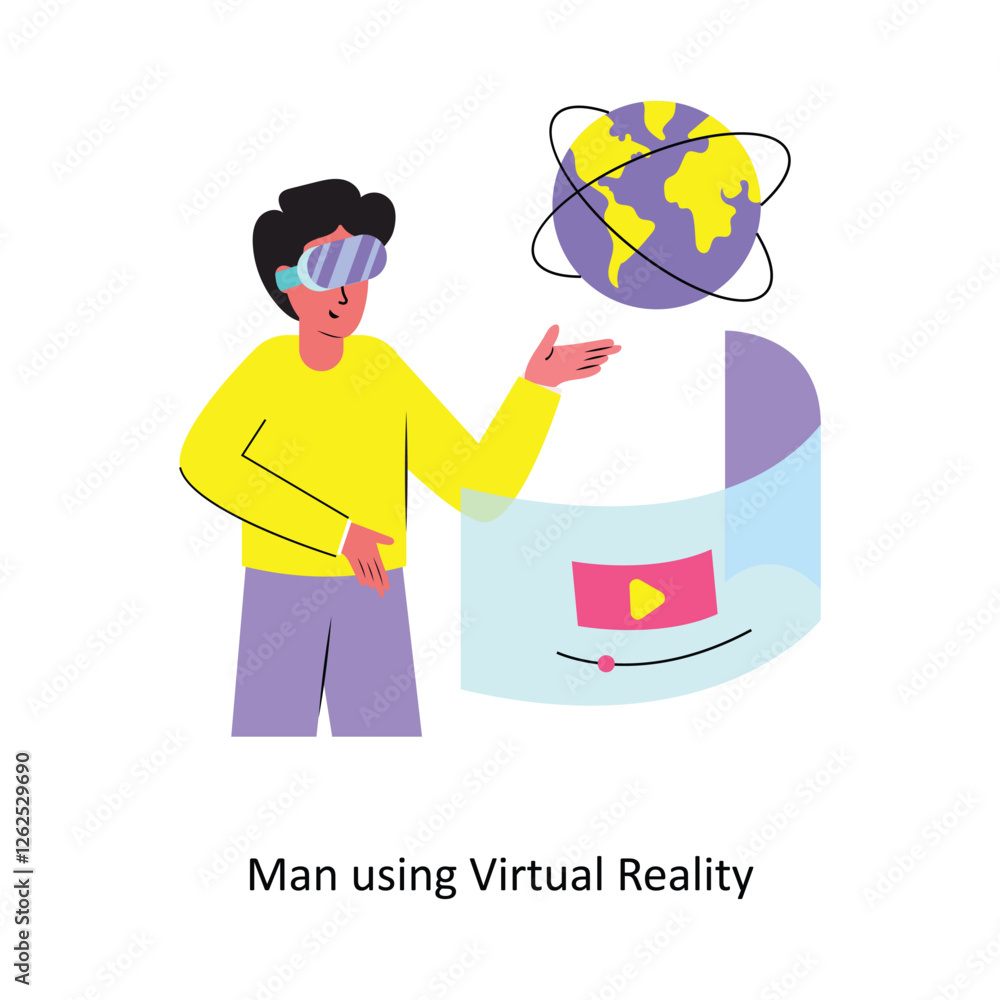 Aufkleber man using virtual reality concept vector illustration. isolated on white background.