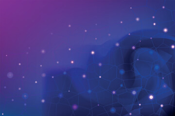 abstract background with stars light effect wave shape on blue and purple colour, Cosmic Nebula Background with polygon shape , abstract background with dots and lines