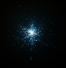 A black screen, a small blue sparkle in the center, the sparkle is glowing bright