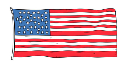 Obraz premium American flag background, one line art. with white shades