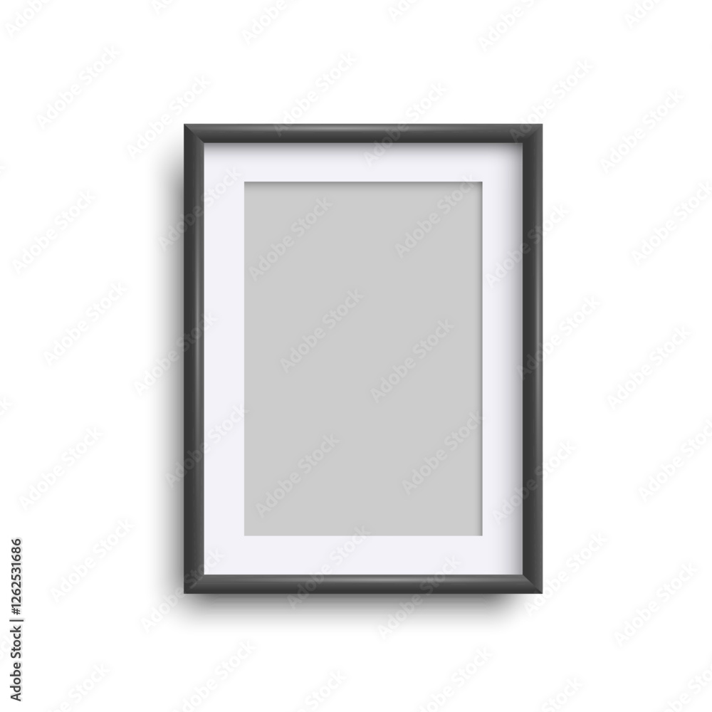 Poster rectangular black blank frame isolated on white background