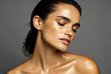 portrait of a young woman closed-up face