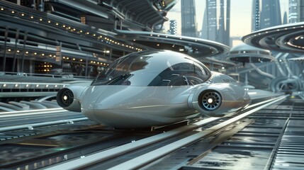 futuristic vehicle electric track levitating train advanced technology sleek design
electric levitatin