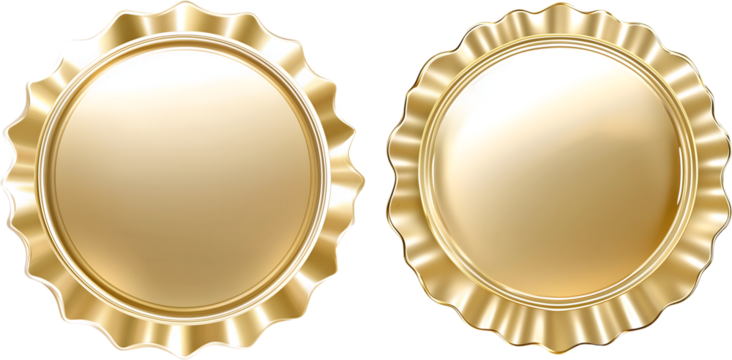 Two Gold Badge Elements, PNG Format