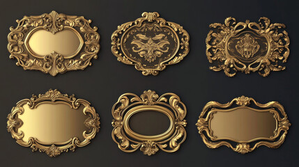 Set of golden retro labels and frames. Jpeg version also available in gallery