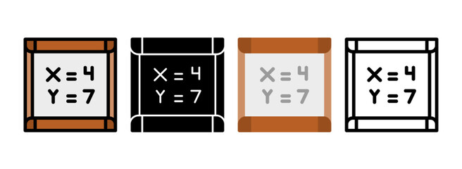 Set of Algebra Line, Line Filled, Glyph, Flat Icons