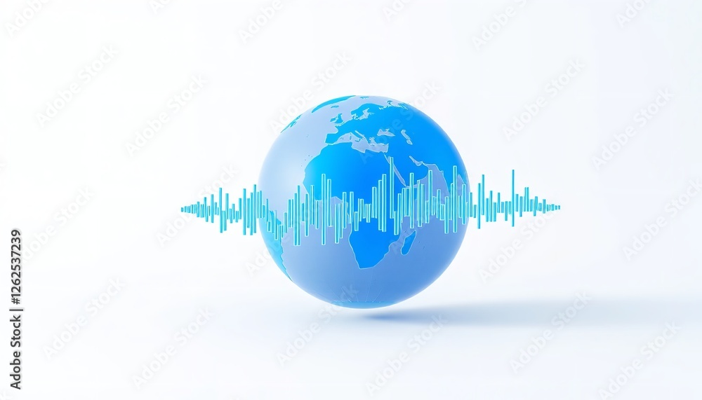 Poster digital globe with charts on a light background for business and tech