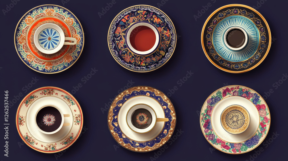 Poster coffee and tea dishware. vector version also available in gallery