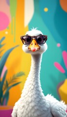 Cool Goose Wearing Sunglasses Summer Illustration