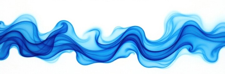 Fototapeta premium Intricate blue smoke patterns, forming dynamic, undulating waves on bright white , motion, light, color