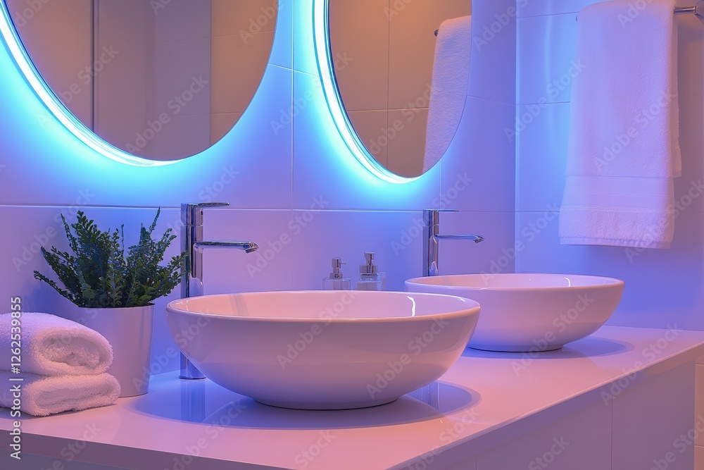 Aufkleber modern bathroom with elegant sink design and ambient lighting showcasing style and functionality