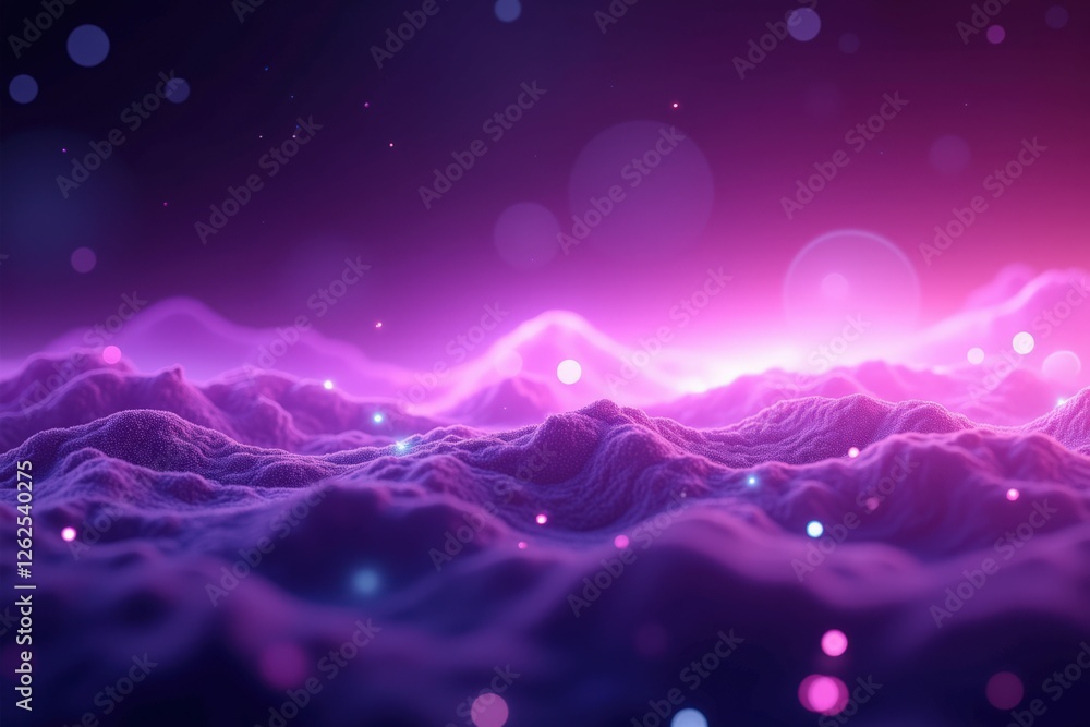 Poster a stunning abstract representation of a vibrant and ethereal landscape: illuminated waves of light a