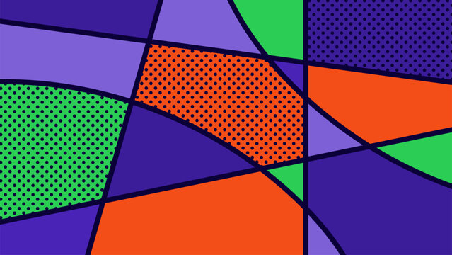Blue, orange, green abstract Pop Art Geometric Pattern