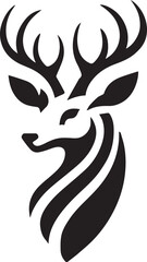 Tribal-Style Deer Head Vector Illustration Black and White