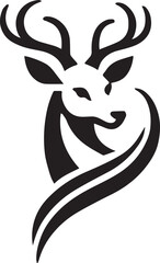Tribal-Style Deer Head Vector Illustration Black and White