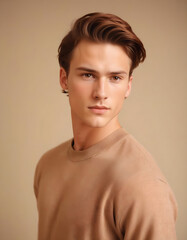 Confident young Canadian male in an urban inspired outfit posing with ease in a studio setup