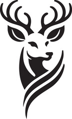 Tribal-Style Deer Head Vector Illustration Black and White