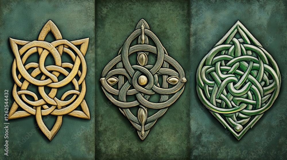 Poster celtic ornaments and patterns for irish or religious design. vector version also available in galler