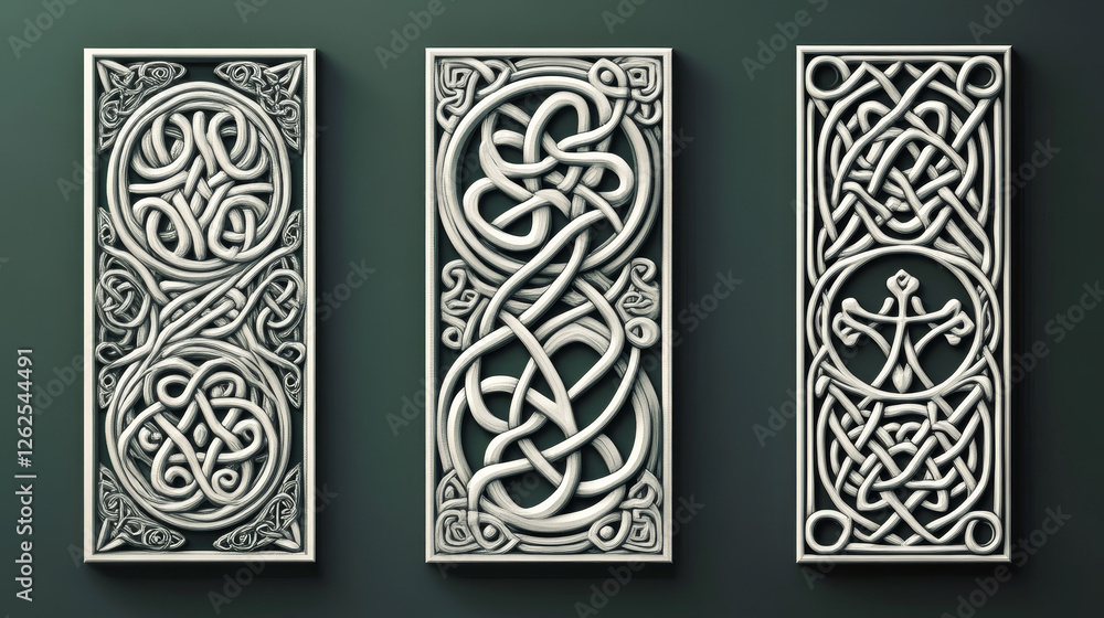 Poster celtic ornaments and patterns for irish or religious design. vector version also available in galler