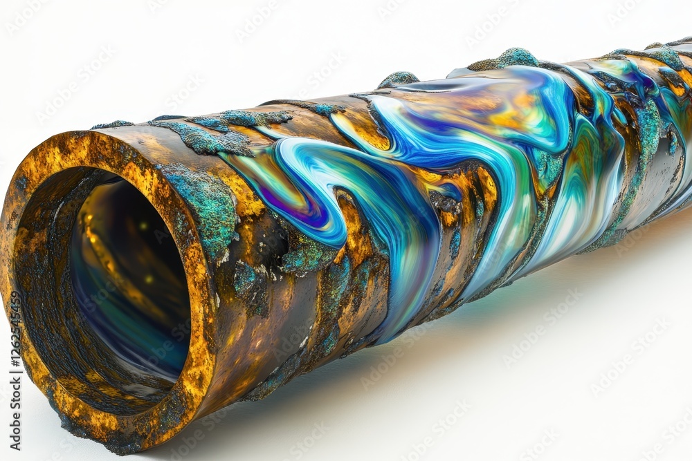 Poster colorful abstract pipe with fluid patterns and textured surface