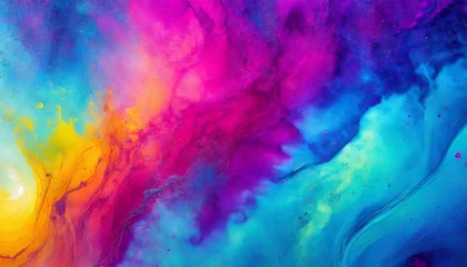 A vibrant and dynamic abstract background with swirling gradients of magenta, cyan, and electric blue